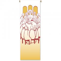  White Printed Inside Banner - Last Supper Motif - Deco Fabric 