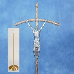  Combination Finish Bronze Floor Processional Crucifix: Style 7740 - 92\" Ht 