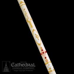  Ornamented Gold Leaf Detailed Paschal Candle #3 sp, 1-15/16 x 27 