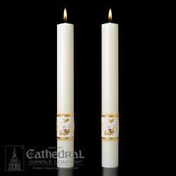  Complementing Altar Candles, Ornamented 2 x 17, Pair 