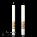  Complementing Altar Candles, Investiture - Coronation of Christ Paschal Candle 1-1/2 x 17, Pair 