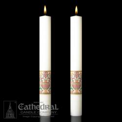  Complementing Altar Candles, Investiture - Coronation of Christ Paschal Candle 2 x 12, Pair 