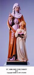  St. Anne w/Child Mary Statue in Linden Wood, 36\" - 72\"H 