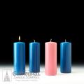  Advent Pillar Stearine 3 x 8 SHE, 3 Blue, 1 Rose 