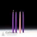  Advent Tapers Box of 4 - 12" 3 Purple, 1 Rose (2 Sets) 