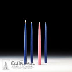  Advent Tapers 3 Blue, 1 Rose - 12\" 