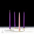  Advent Tapers - 10" Gold Wreath Set - 3 Purple, 1 Rose - 12" 