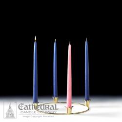  Advent Tapers - 10\" Gold Wreath Set - 3 Blue, 1 Rose - 12\" 