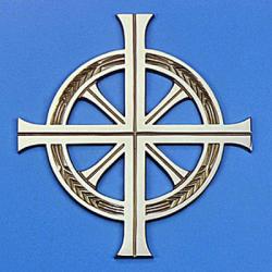  Baptismal Cross Wall Plaque | 17\" | Bronze | Wheat Ring 