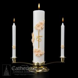  Holy Matrimony/Wedding Side Candles Only Gold/Cream 7/8 x 10-1/4 - Pair 