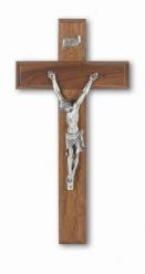  10\" WALNUT CROSS WITH SILVER PLATED CORPUS 