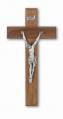  10" WALNUT CROSS WITH SILVER PLATED CORPUS 