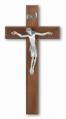  11" WALNUT CROSS WITH SILVER PLATED CORPUS 