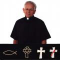  Black Long Sleeve Tab Collar Clergy Shirt (65%, 35% Cotton) 