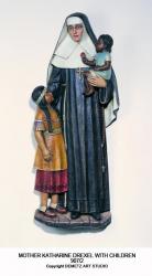  St. Katharine Drexel w/Two Children - 3/4 Relief in Fiberglass, 48\"H 