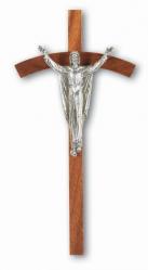  8\" WALNUT CROSS WITH SILVER PLATED RISEN CHRIST 
