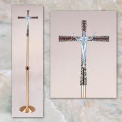  Processional \"Risen Christ\" Enameled Floor Bronze Cross/Crucifix: 9013 Style 
