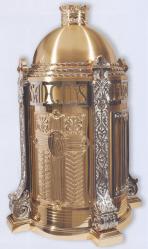  High Polish Finish Bronze \"Sanctus & IHS\" Tabernacle With Dome - 39\" Ht 