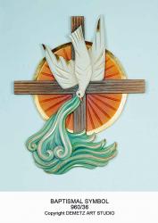  Baptismal Symbol in Linden Wood, 20\" - 48\"H 