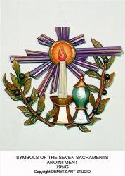 Anointment Seven Sacraments Symbol in Linden Wood (Custom) 