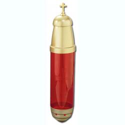  Cemetery Lamp Candle - Gold/Red - No Filigree w/Stake 