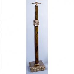  Fixed High Polish Finish Bronze Candlestick w/Wood Column: 9725 Style - 44\" Ht - 1 1/2\" Socket 