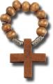  LIGHT BROWN WOOD BEAD ROSARY RING (25 pc) 