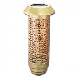  Solar Cemetery Lamp - Gold/Red Globe With Filigree 