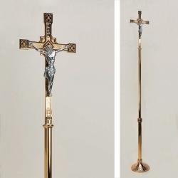  Satin Bronze Processional Crucifix: 9940 Style - 84\" Ht 