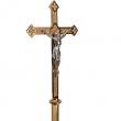  Processional High Polish Bronze Crucifix w/Wood Column: 9988 Style - 84" Ht 