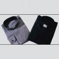  Dark Grey Long Sleeve Tab Shirt in Poly-Cotton 