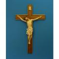  Crucifix w/Hand-Painted Alabaster Corpus w/Wood Cross, 20" 
