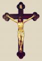  Byzantine Crucifix w/Hand-Painted Alabaster & Resin Corpus, Wood Cross, 24" 