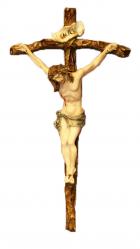  Crucifix in Hand-Painted Alabaster Corpus & Cross, 11.5\" 