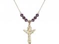  Trinity Crucifix Medal Birthstone Necklace Available in 15 Colors 