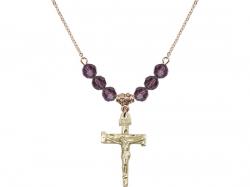  Nail Crucifix Medal Birthstone Necklace Available in 15 Colors 