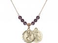  St. Christopher/Air Force Medal Birthstone Necklace Available in 15 Colors 