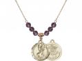  St. Christopher/Army Medal Birthstone Necklace Available in 15 Colors 