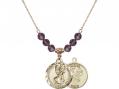  St. Christopher/National Guard Medal Birthstone Necklace Available in 15 Colors 