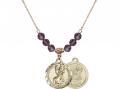  St. Christopher/Navy Medal Birthstone Necklace Available in 15 Colors 