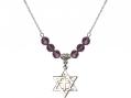  Star of David Medal Birthstone Necklace Available in 15 Colors 