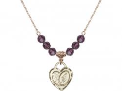  Miraculous Heart Medal Birthstone Necklace Available in 15 Colors 
