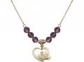  Heart/Guardian Angel Medal Birthstone Necklace Available in 15 Colors 