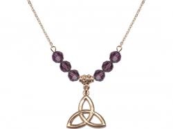  Trinity Irish Knot Medal Birthstone Necklace Available in 15 Colors 