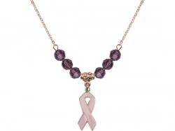  Cancer Awareness Medal Birthstone Necklace Available in 15 Colors 