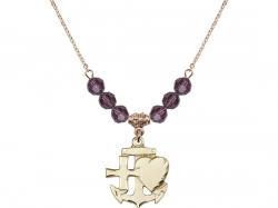  Faith, Hope & Charity Medal Birthstone Necklace Available in 15 Colors 