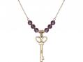  Small Key w/Double Hearts Medal Birthstone Necklace Available in 15 Colors 