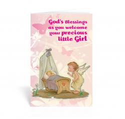  GODS BLESSINGS AS YOU WELCOME YOUR LITTLE GIRL GREETING CARD (10 PC) 