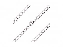  Sterling Silver - Rhodium Finished Light Open Curb Chain with Lobster Claw - Carded 