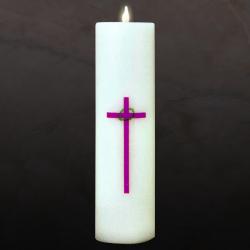  Emitte Cross & Thorns Christ Candle Candela Shell - 12\" Ht x 3\" Dia 